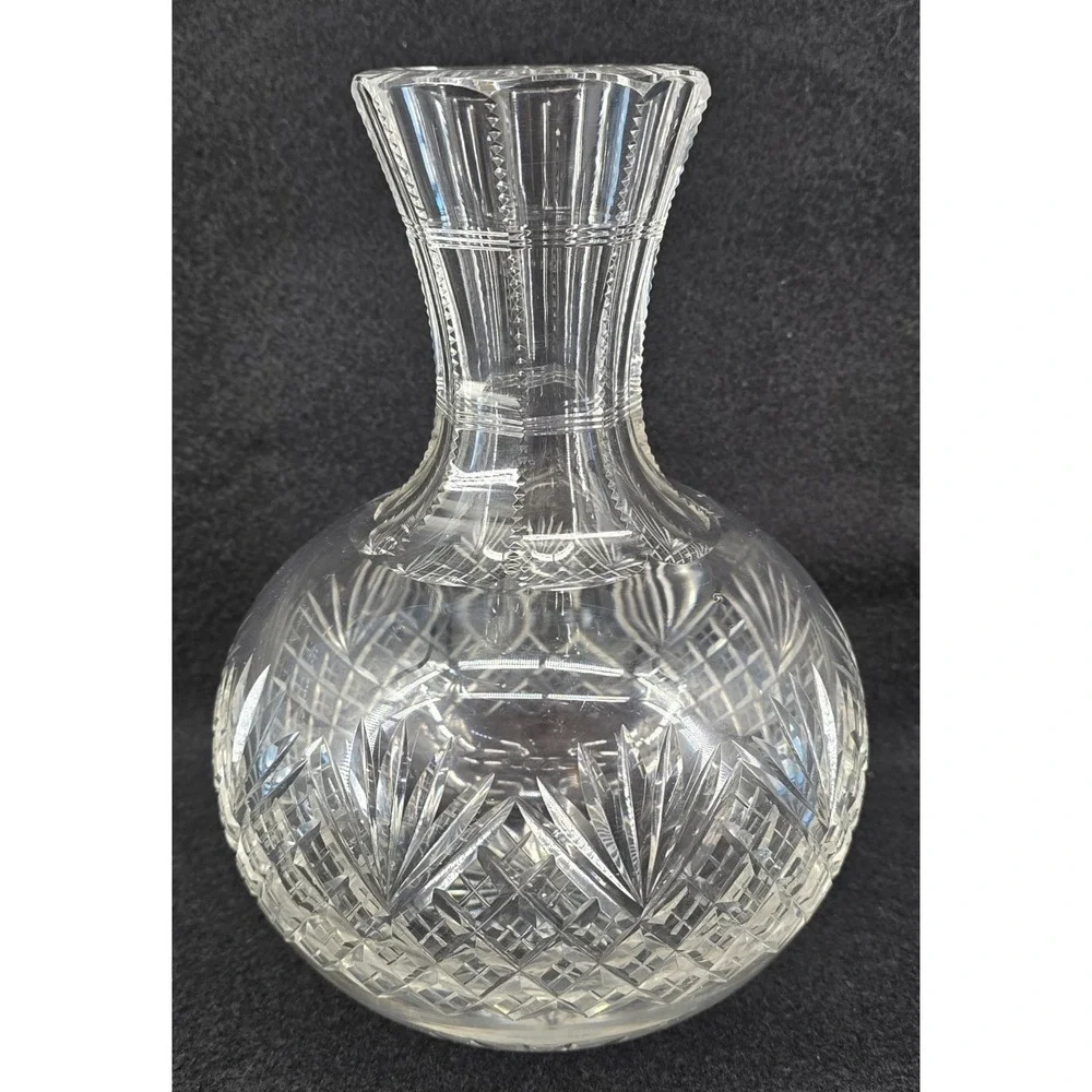 Antique‎ American Brilliant Cut Glass Crystal Vase Carafe Diamond Fan 6x8